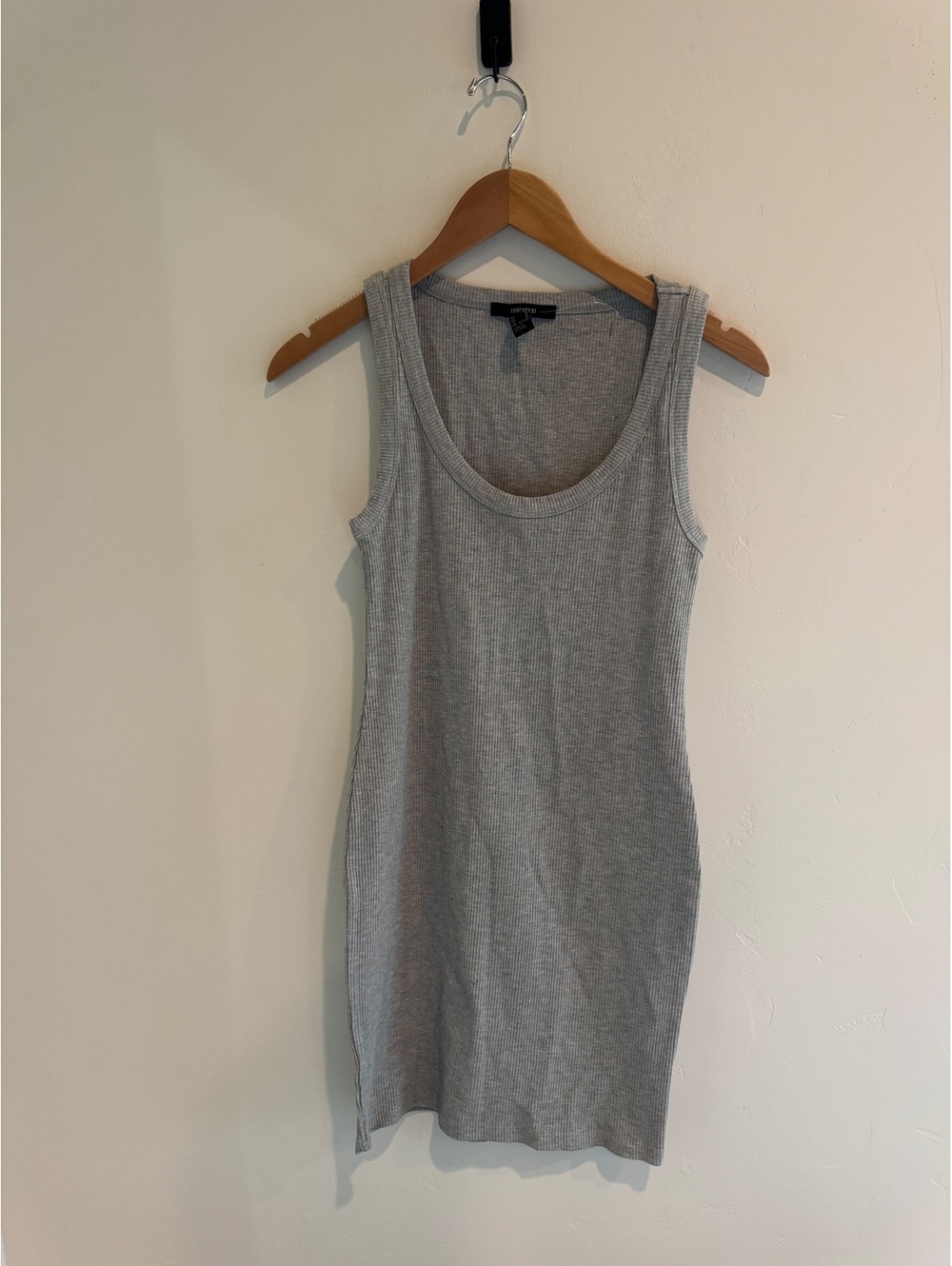 Forever 21 Gray Ribbed Bodycon Tank Dress Size Medium